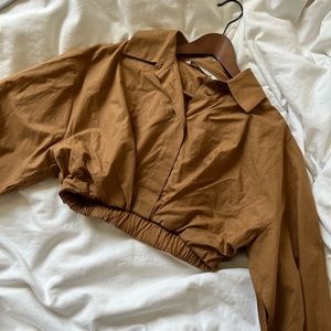 Zara collared blouse crop top